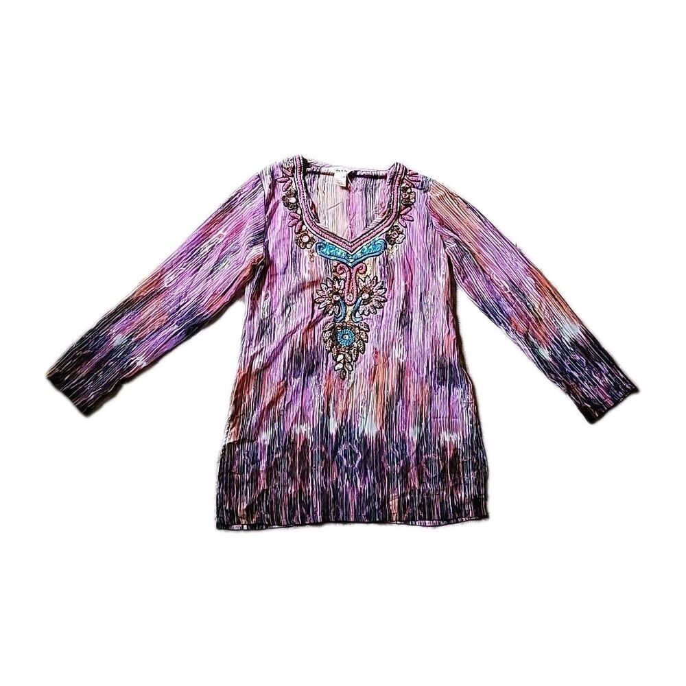 LUCKY & COCO WOMEN'S  SMALL TUNIC BEACH WEAR SWIMSUIT COVER UP HEAVILY BEADED - Picture 10 of 10